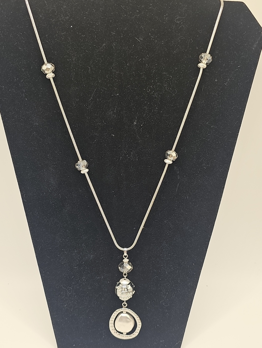 Silver-tone Crystal Pendant Necklace - Elegant Long Chain. Spide